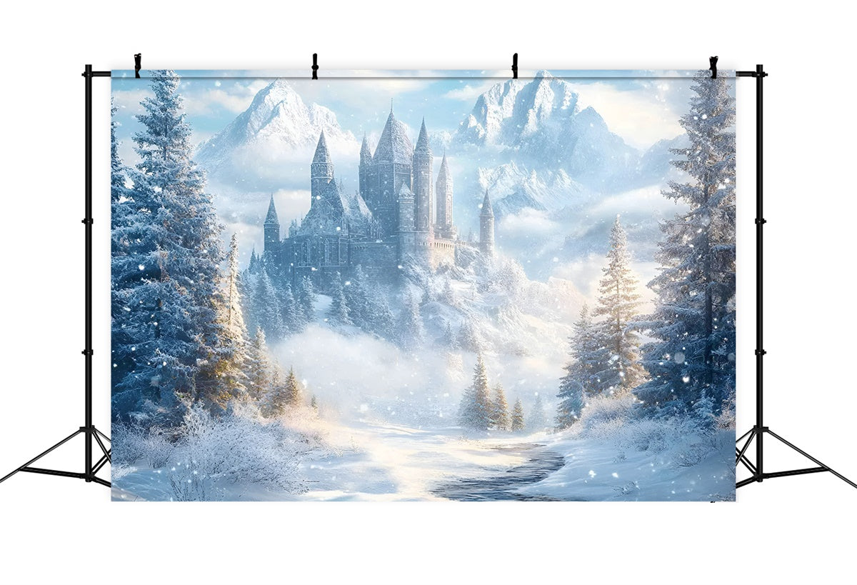 Snowy Forest Backdrop Enchanted Ice Castle Backdrop GQ57-66