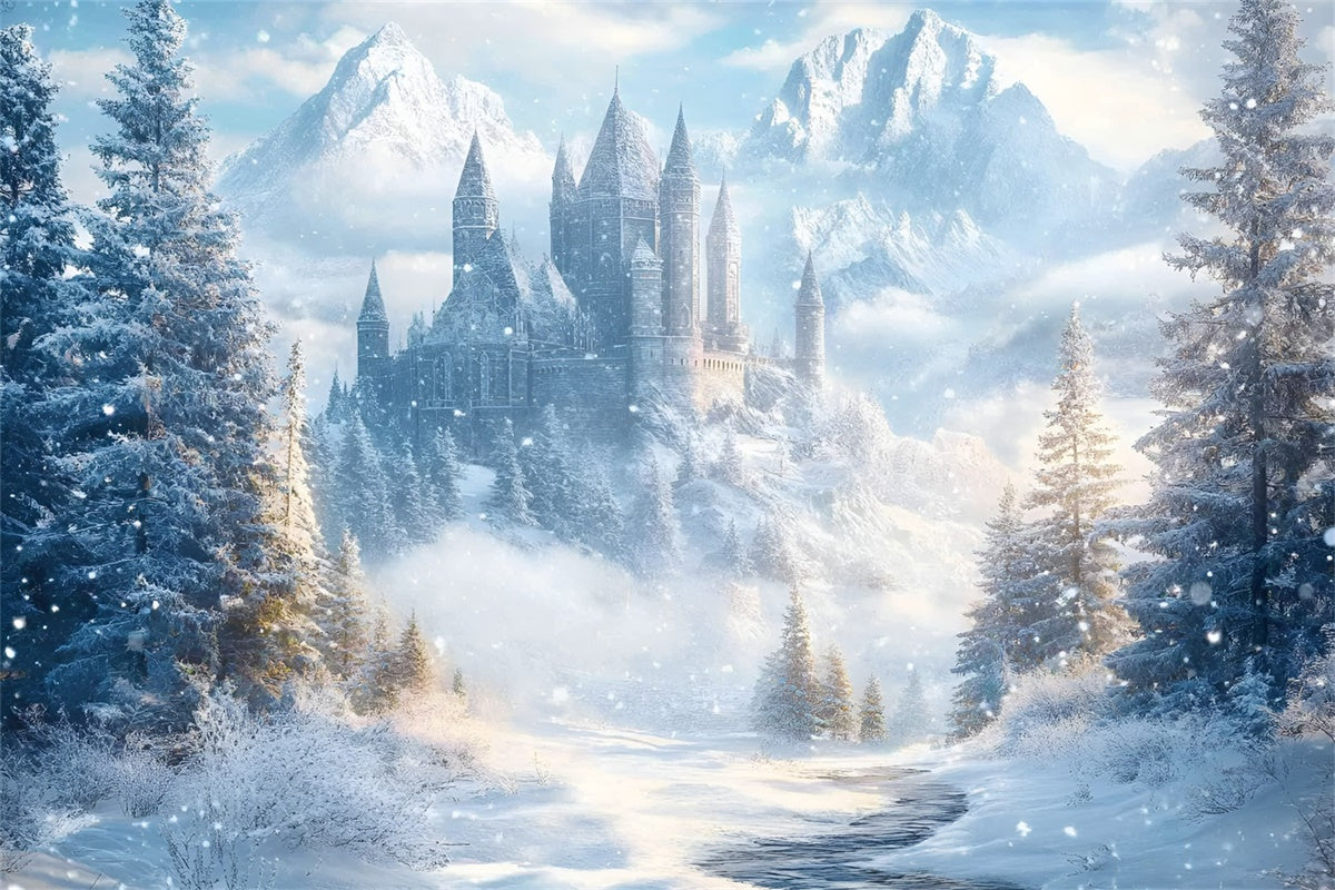 Snowy Forest Backdrop Enchanted Ice Castle Backdrop GQ57-66
