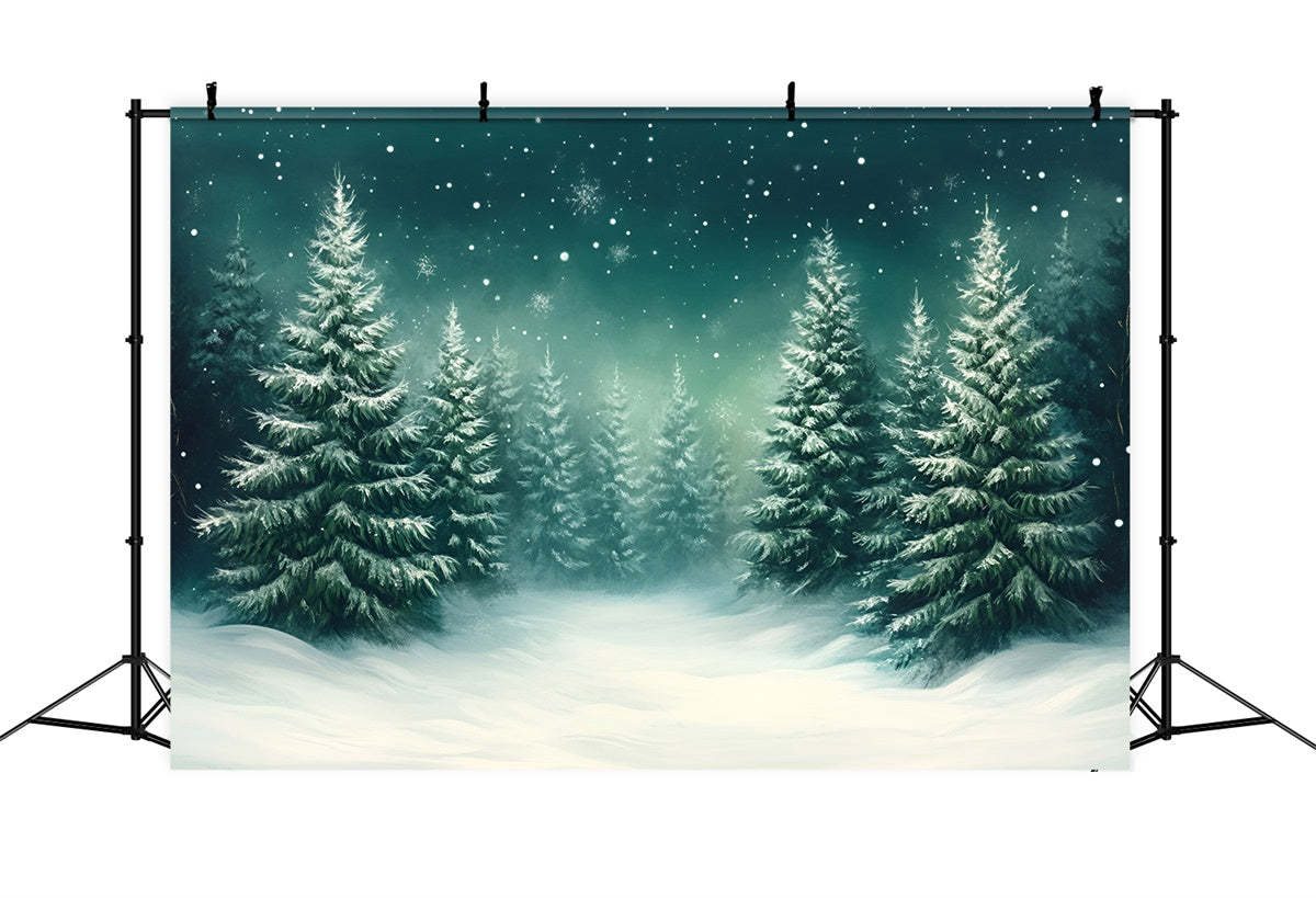 Snow Forest Backdrop Snowflake Pine Serenity Backdrop GQ57-68