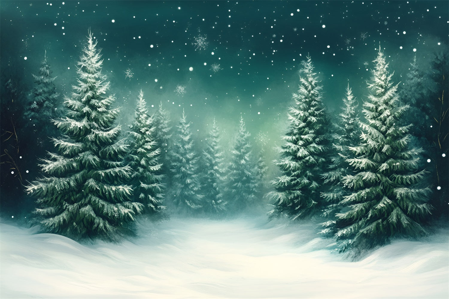 Snow Forest Backdrop Snowflake Pine Serenity Backdrop GQ57-68