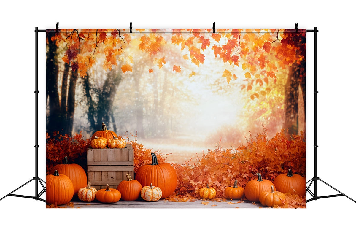 Autumn Forest Backdrop Harvest Pumpkin Path Backdrop GQ57-71