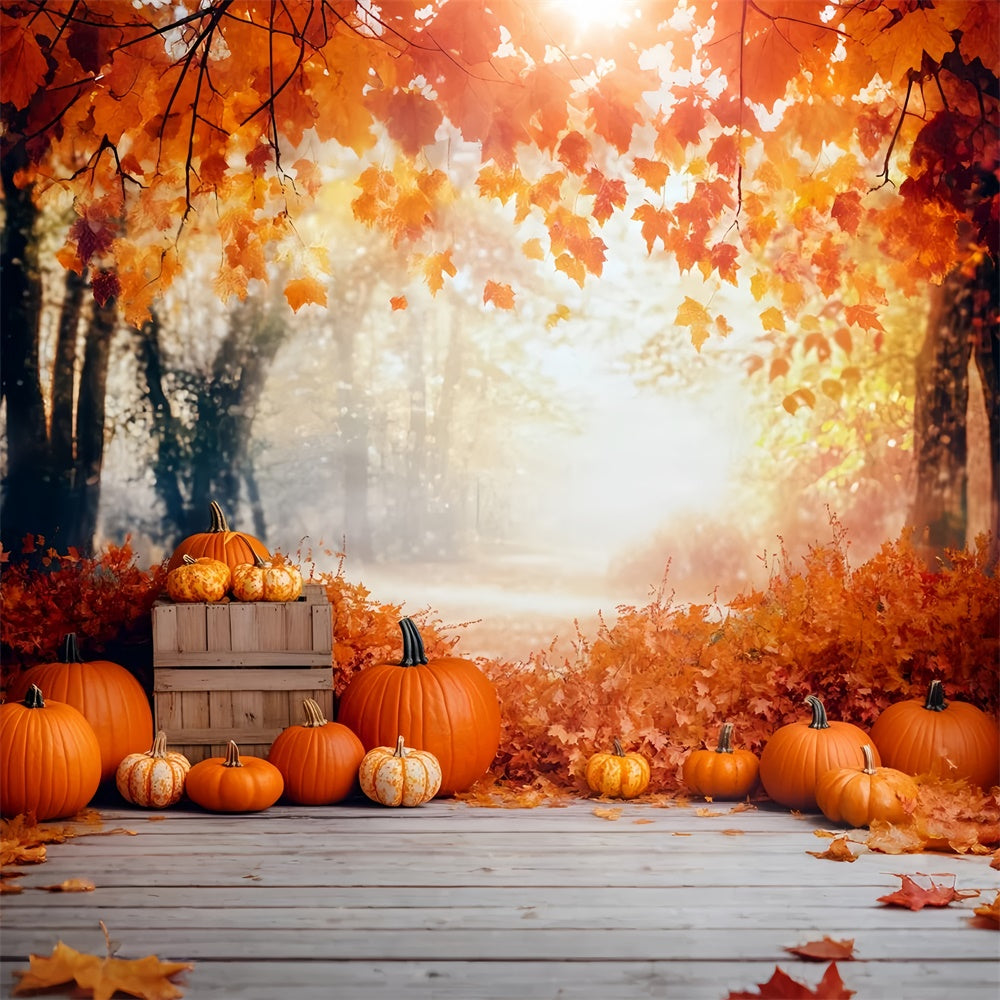 Autumn Forest Backdrop Harvest Pumpkin Path Backdrop GQ57-71