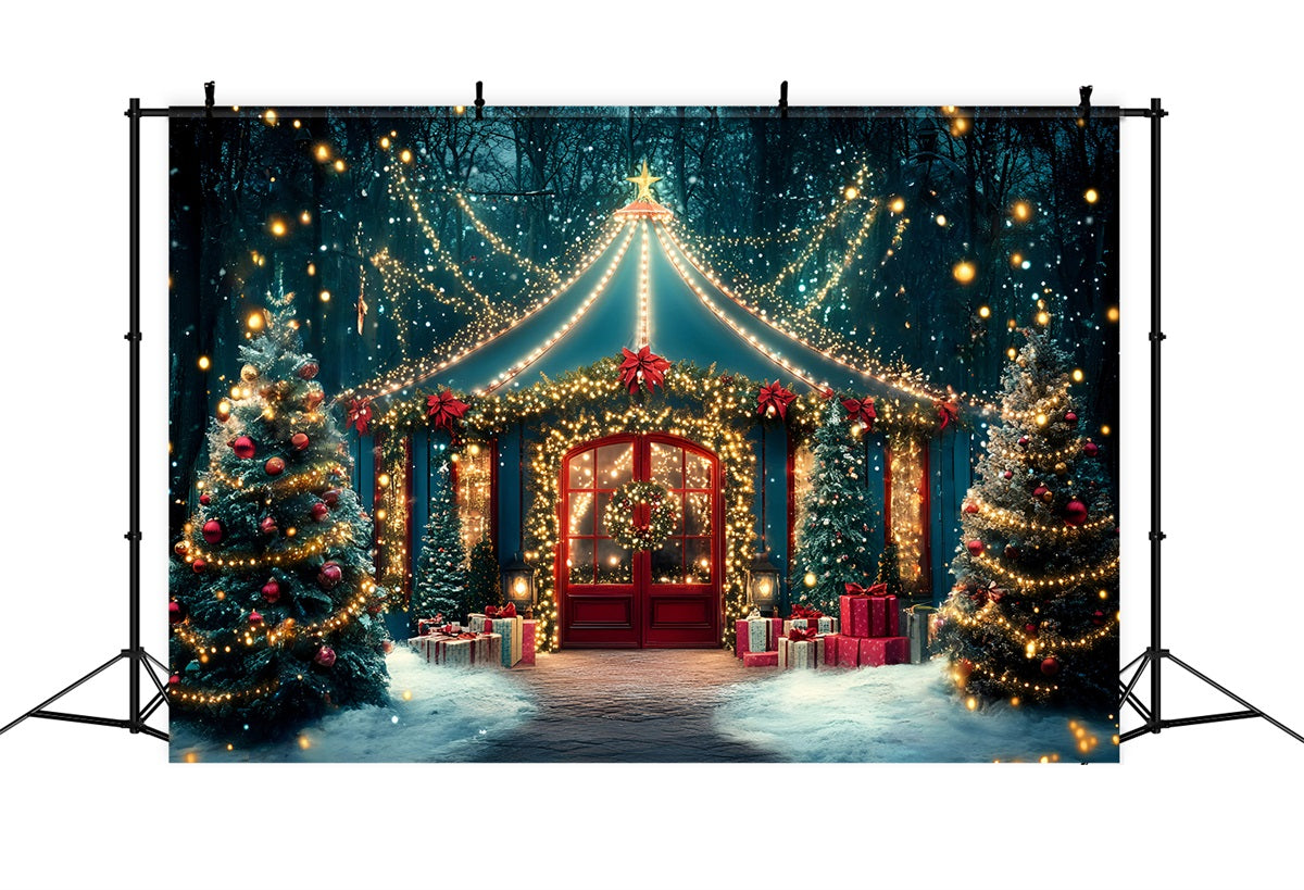 Christmas Backdrops Sale Enchanted Christmas Pavilion Lights Christmas Photo Backdrop GQ58-11