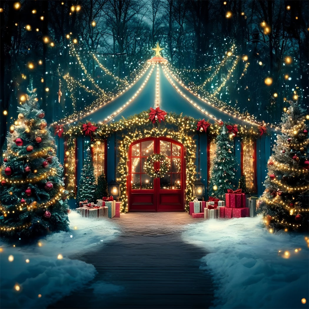 Christmas Backdrops Sale Enchanted Christmas Pavilion Lights Christmas Photo Backdrop GQ58-11