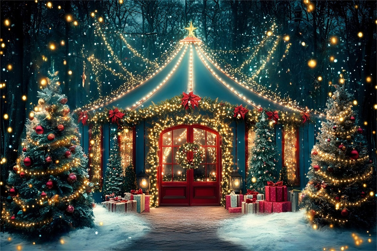 Christmas Backdrops Sale Enchanted Christmas Pavilion Lights Christmas Photo Backdrop GQ58-11