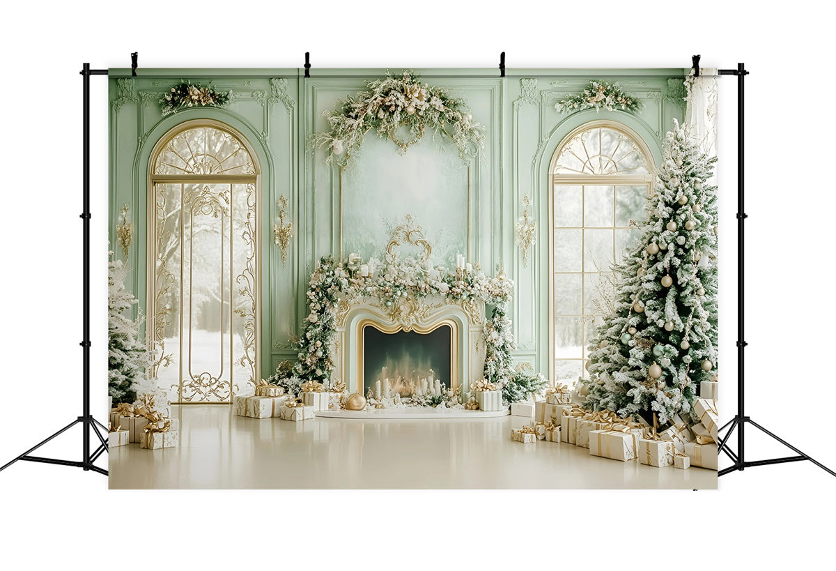 Christmas Fireplace Backdrop Fresh Green Snowy Windows Christmas Backdrop for Photos GQ58-19