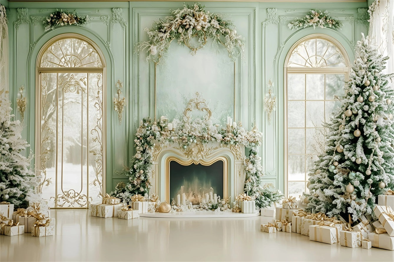 Christmas Fireplace Backdrop Fresh Green Snowy Windows Christmas Backdrop for Photos GQ58-19