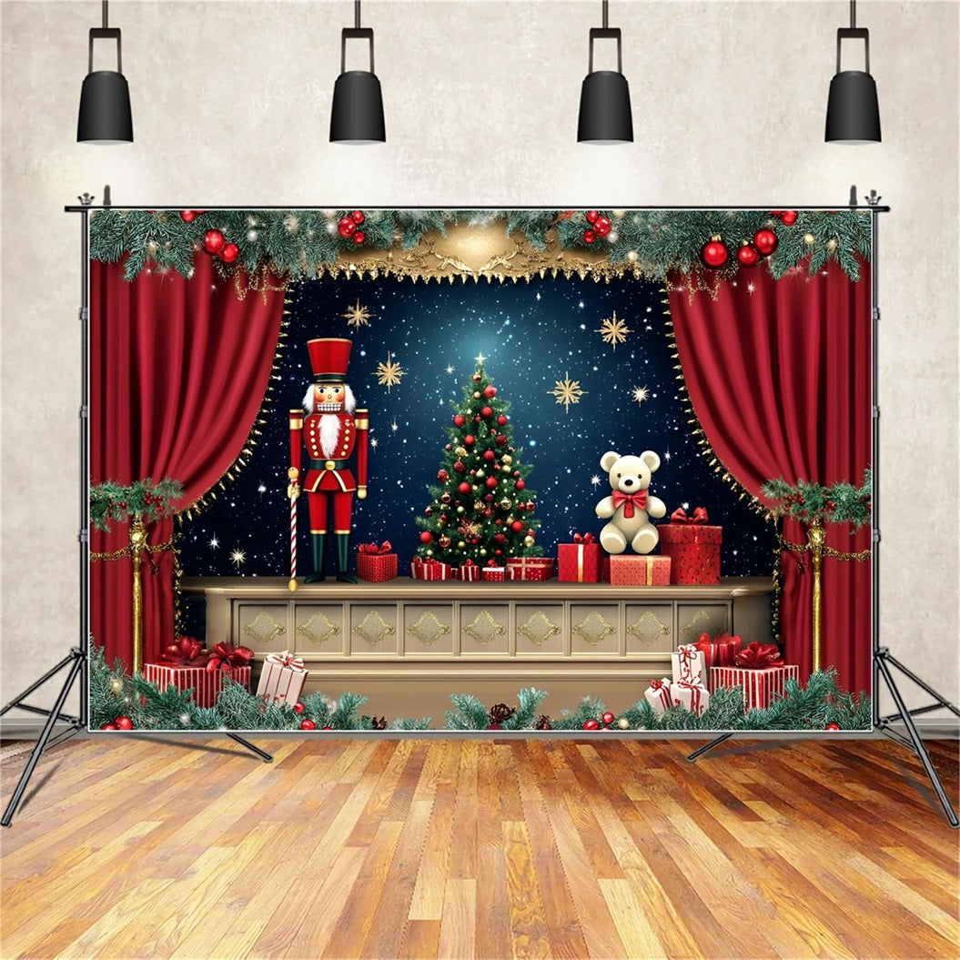 Nutcracker Backdrop Fantastic Teddy Bears Starry Night Theater Christmas Backdrops for Photography GQ58-23