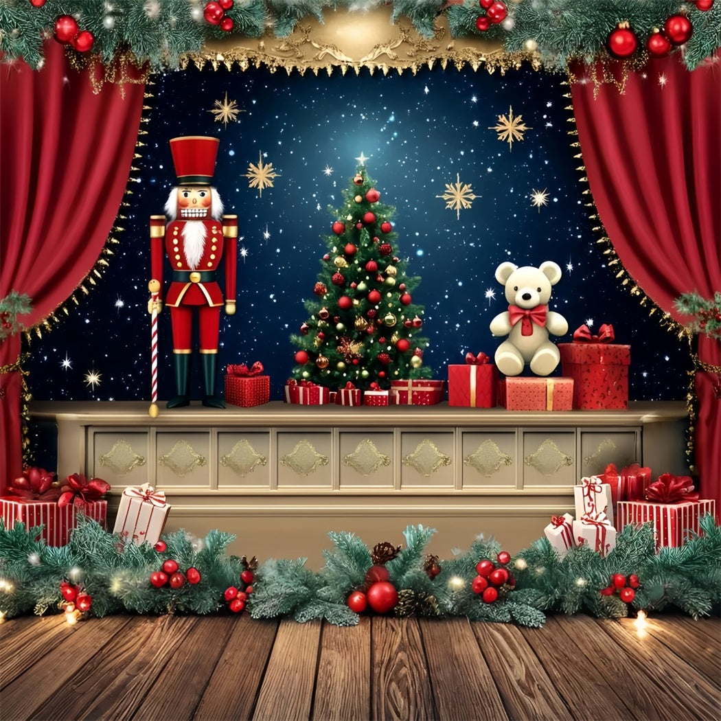 Nutcracker Backdrop Fantastic Teddy Bears Starry Night Theater Christmas Backdrops for Photography GQ58-23