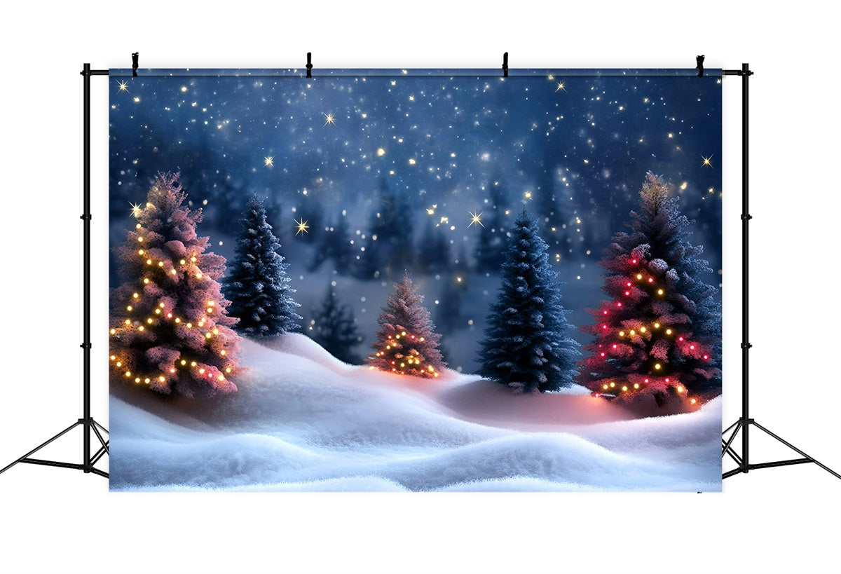 Night Sky Backdrop Starry Night Snowy Pines  Christmas Backdrop Ideas GQ58-42