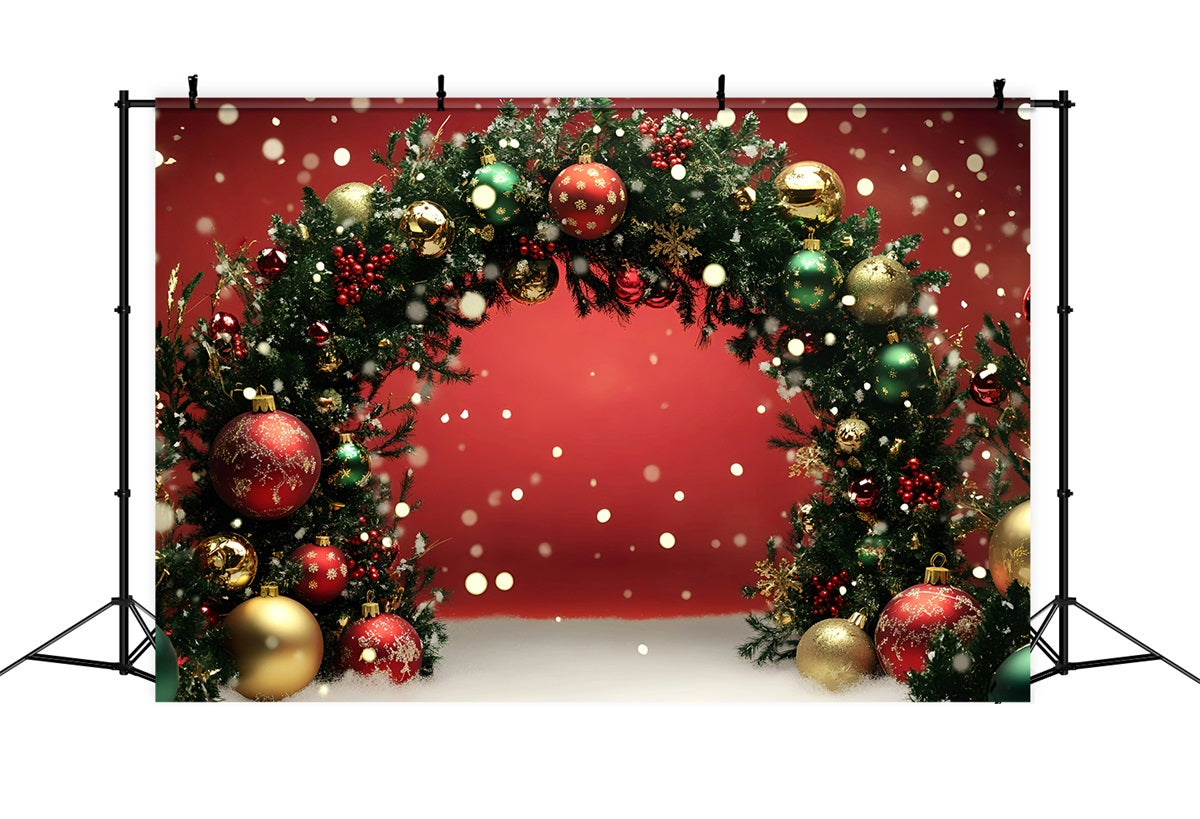 Holiday Backdrops Red Ornament Garland Archway Red Christmas Backdrop GQ58-5