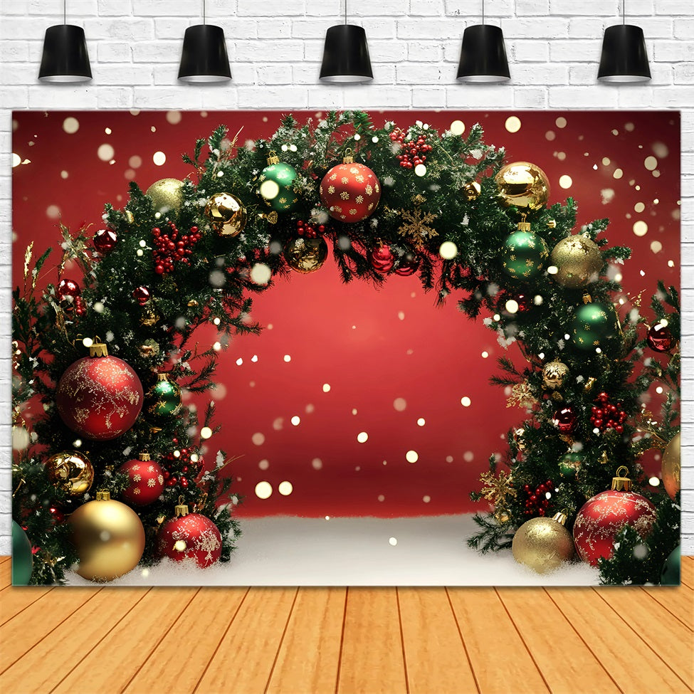 Holiday Backdrops Red Ornament Garland Archway Red Christmas Backdrop GQ58-5