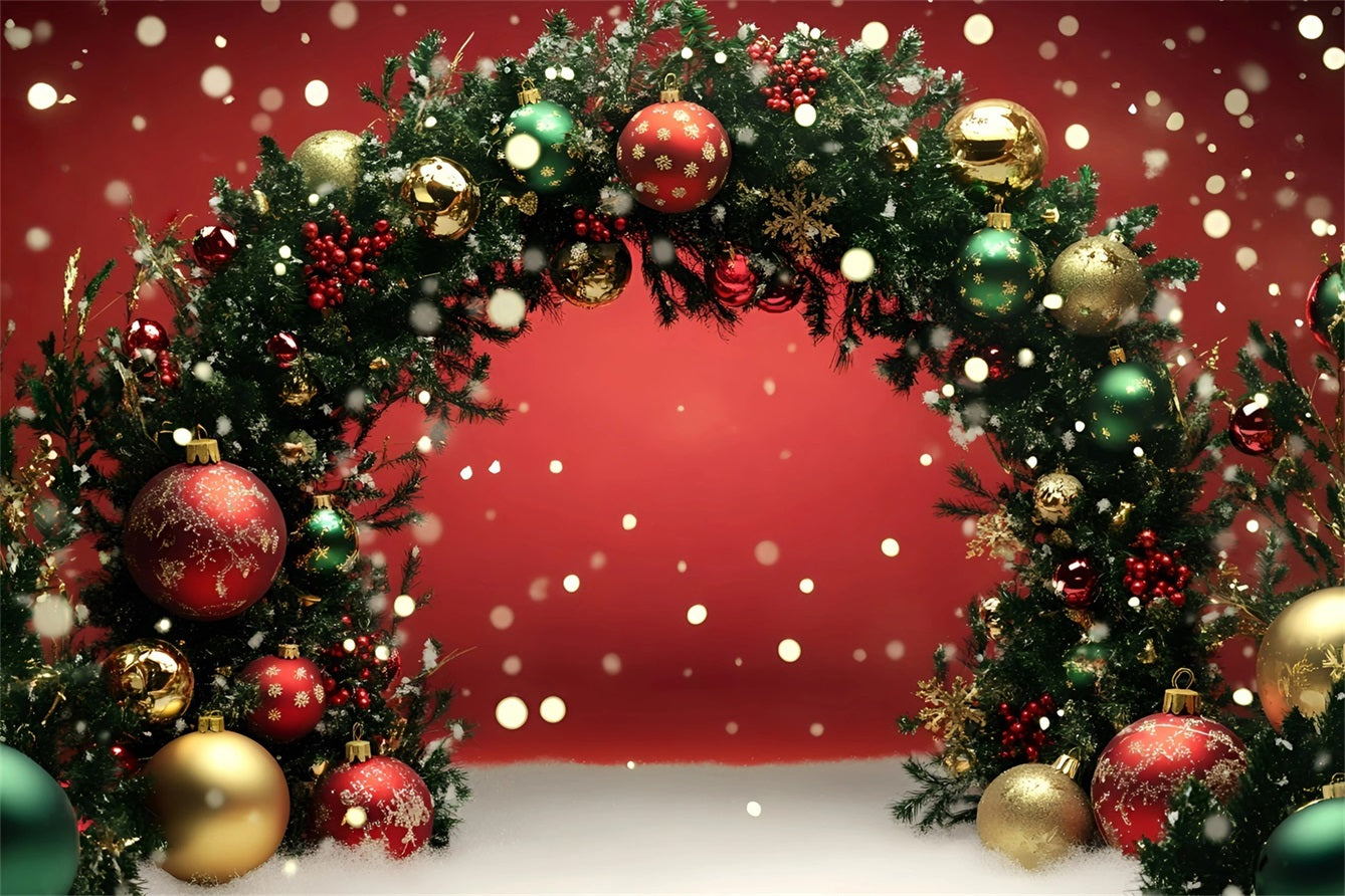 Holiday Backdrops Red Ornament Garland Archway Red Christmas Backdrop GQ58-5