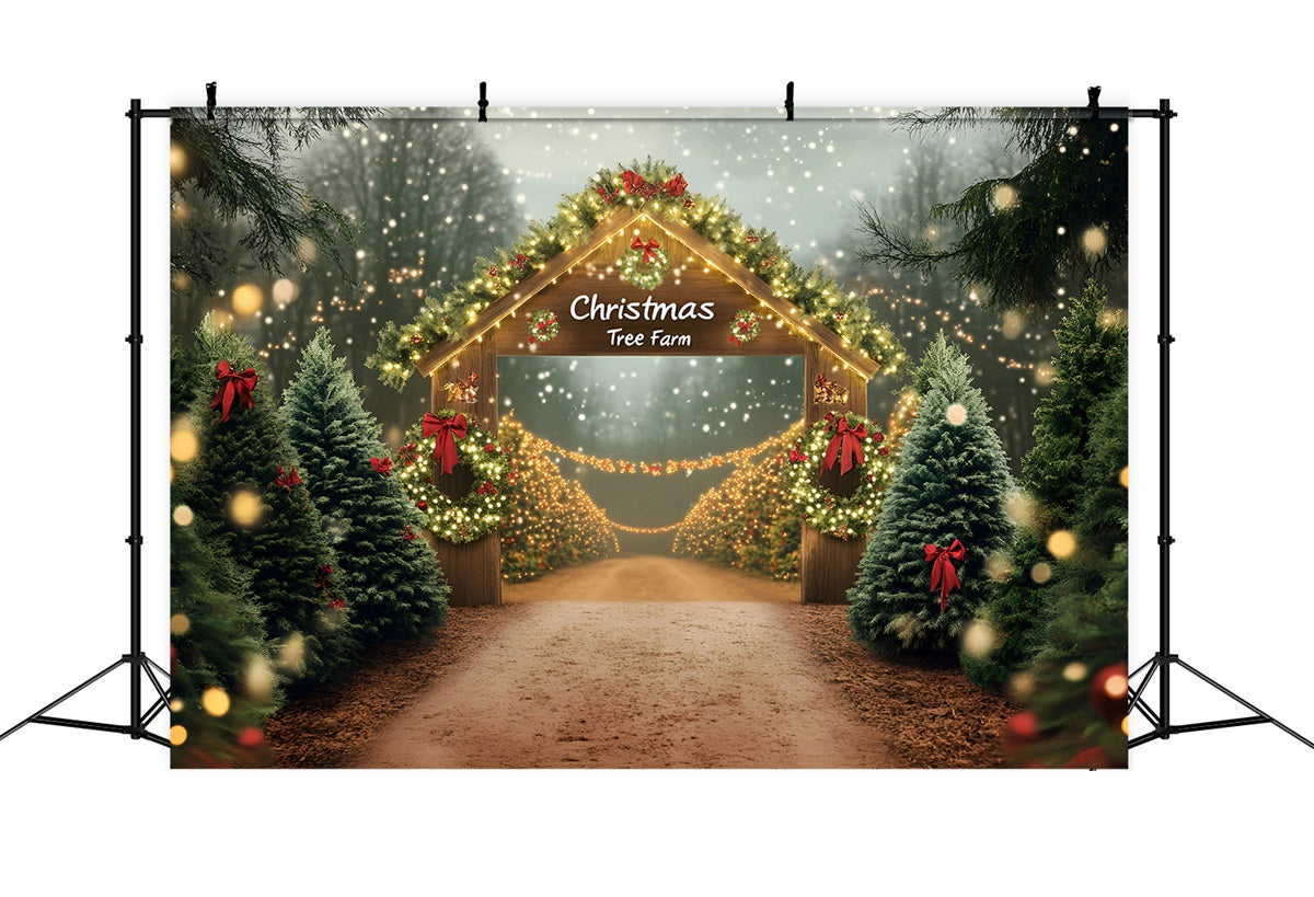 Christmas Tree Farm Backdrop Christmas Tree Farm Wooden Archway Christmas Village Backdrop GQ58-50