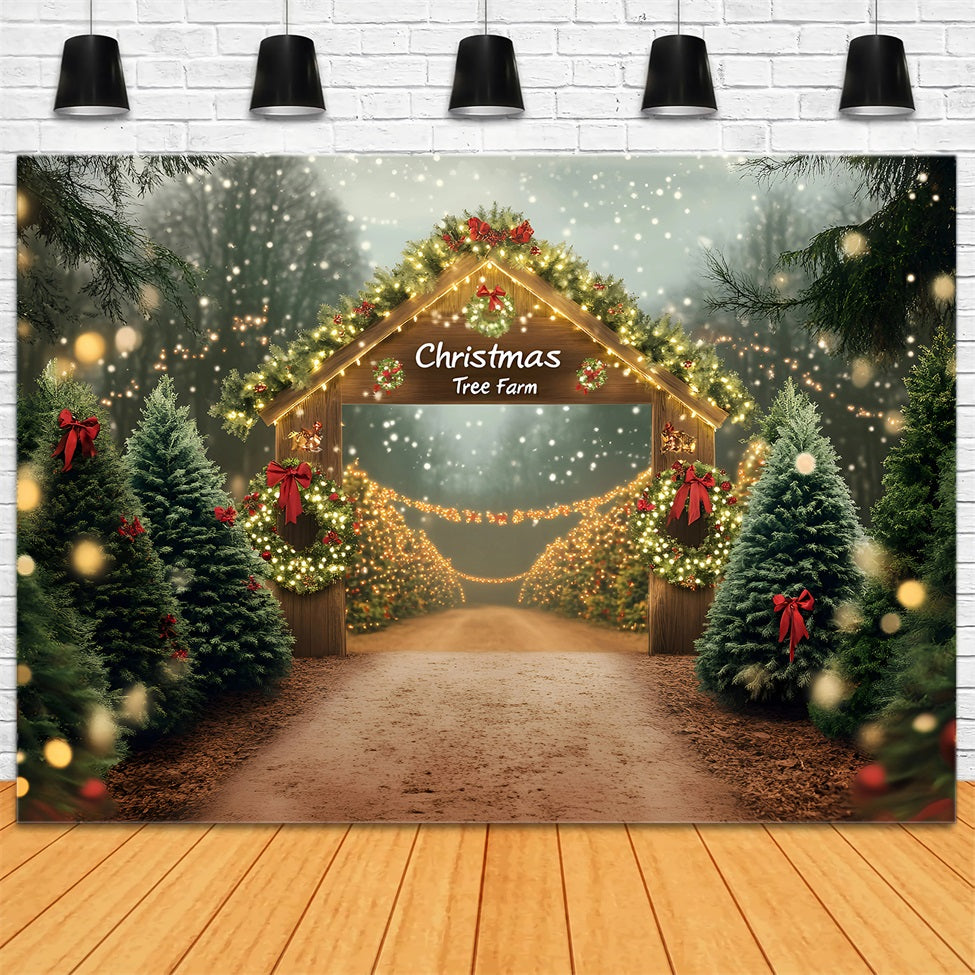 Christmas Tree Farm Backdrop Christmas Tree Farm Wooden Archway Christmas Village Backdrop GQ58-50