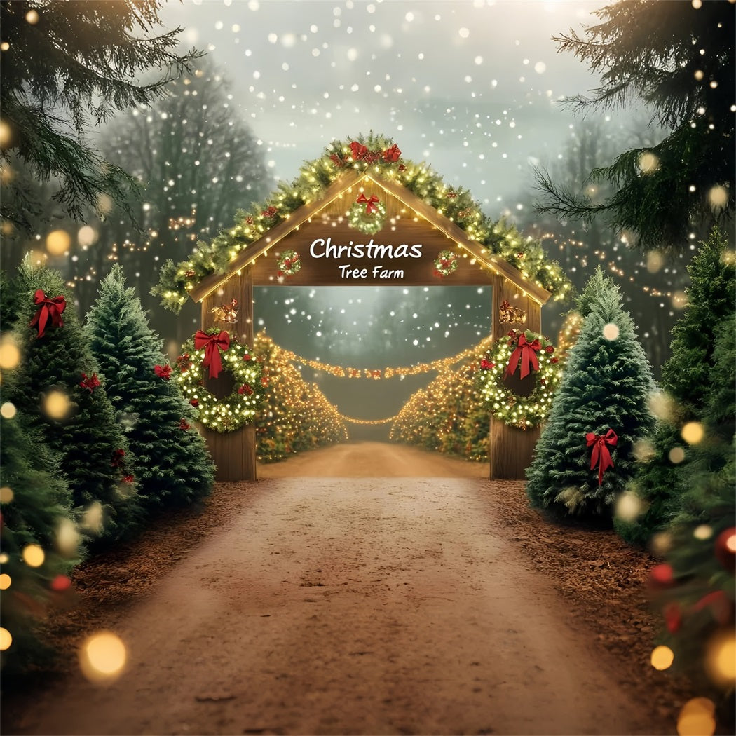 Christmas Tree Farm Backdrop Christmas Tree Farm Wooden Archway Christmas Village Backdrop GQ58-50