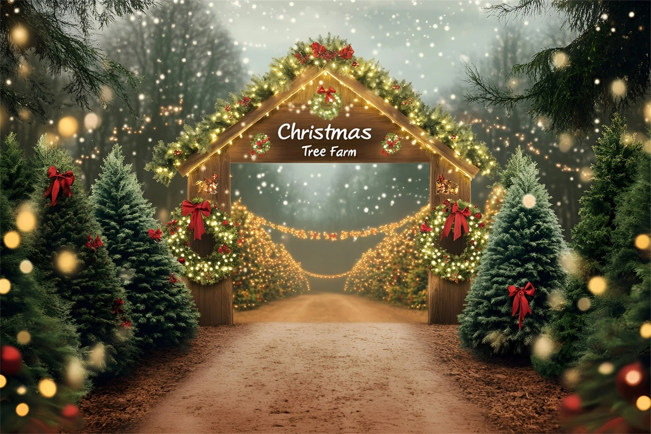 Christmas Tree Farm Backdrop Christmas Tree Farm Wooden Archway Christmas Village Backdrop GQ58-50