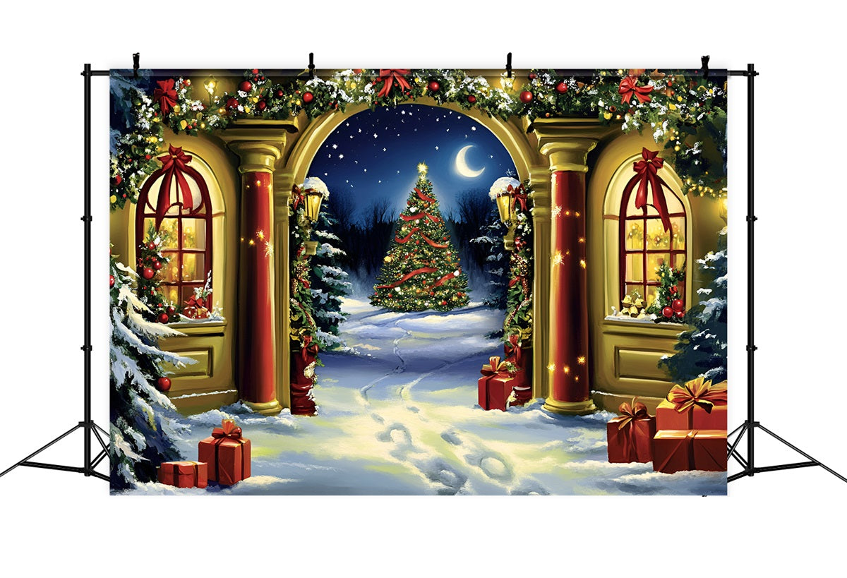 North Pole Backdrop Archway View to Christmas Tree Lane Backdrop Christmas GQ58-54