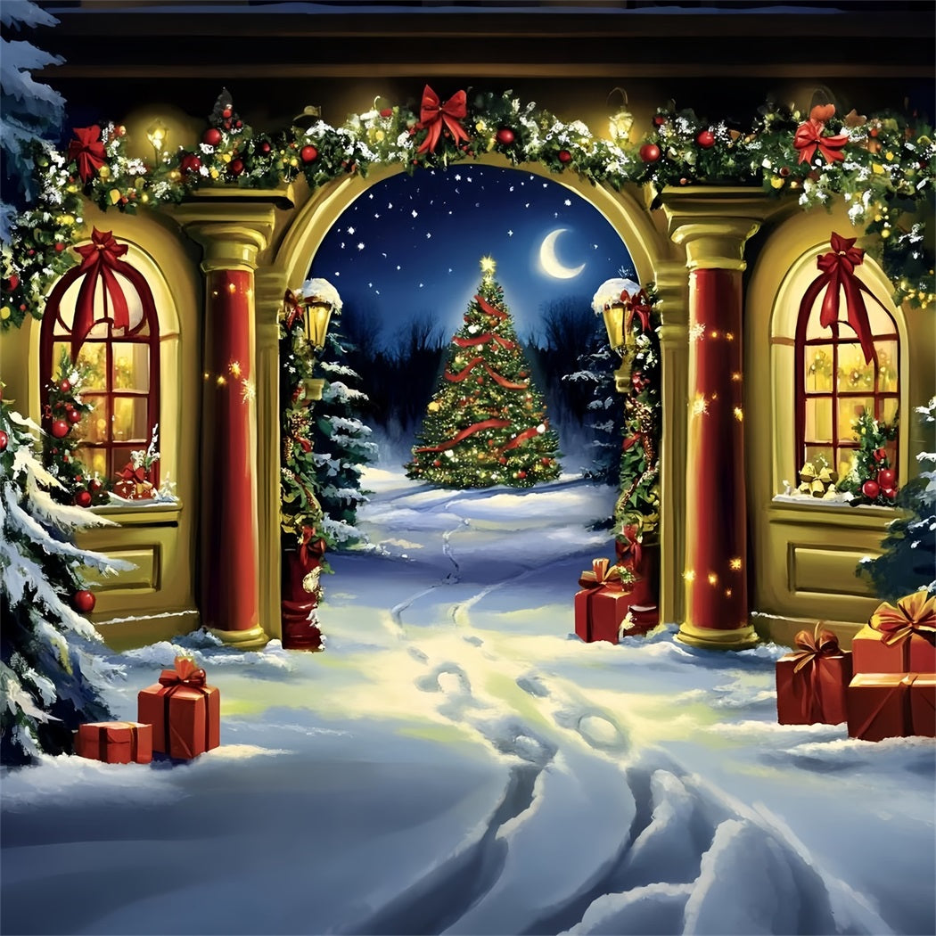 North Pole Backdrop Archway View to Christmas Tree Lane Backdrop Christmas GQ58-54