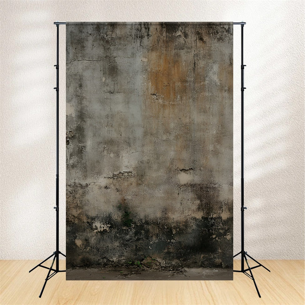 Concrete Backdrop Aged Brown and Gray Wall Moss Base Portrait Backdrops GQ58-58