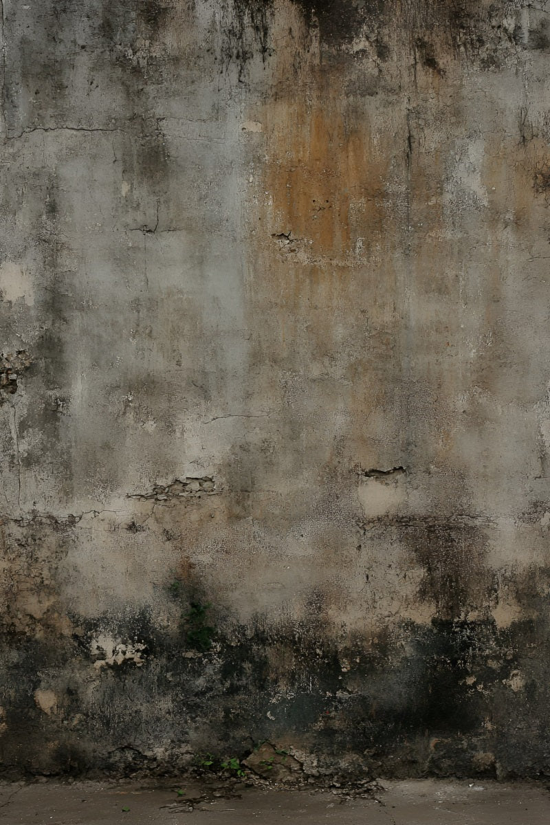 Concrete Backdrop Aged Brown and Gray Wall Moss Base Portrait Backdrops GQ58-58