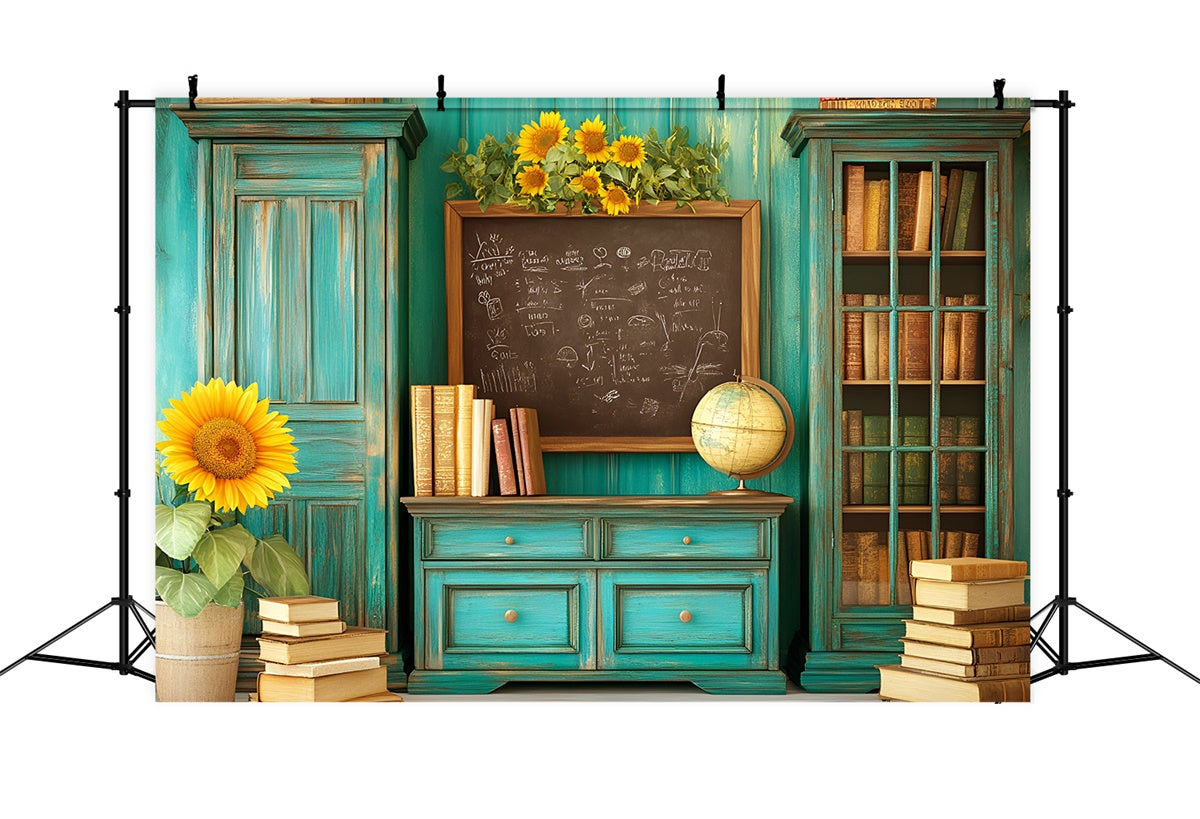 School Photo Backdrops Vintage Teal Classroom Backdrop GQ6-116