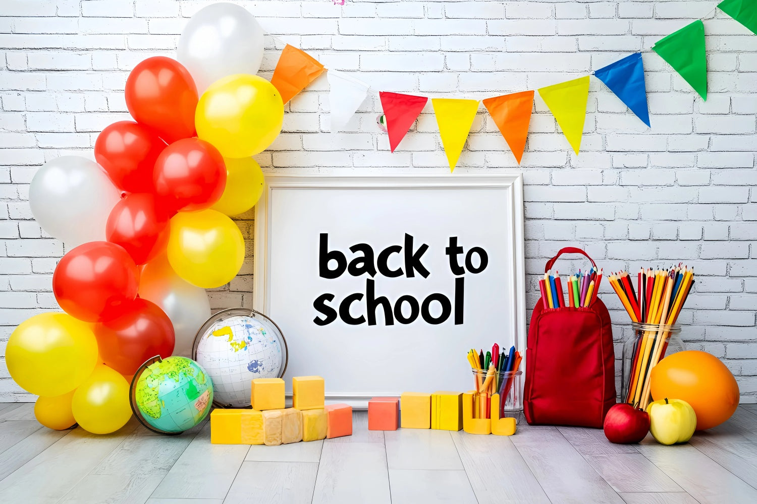 Back To School Backdrops Balloon Pencil Party Backdrop GQ6-124