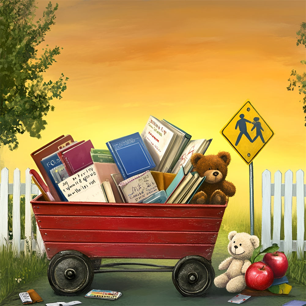 Back To School Backdrop Books Bears Welcome Backdrop GQ6-132