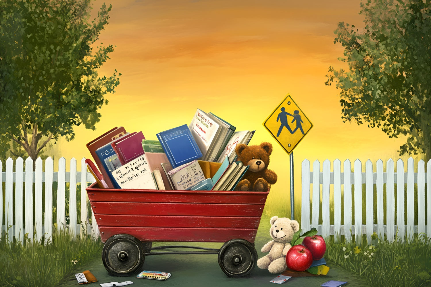 Back To School Backdrop Books Bears Welcome Backdrop GQ6-132