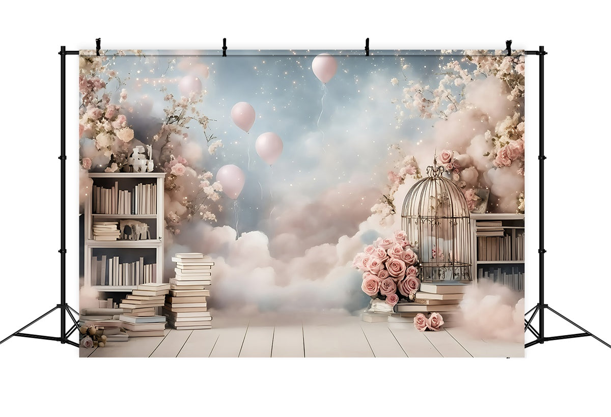 Back To School Photo Backdrop Dreamy Rose Library Backdrop GQ6-136