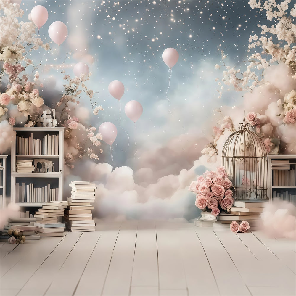 Back To School Photo Backdrop Dreamy Rose Library Backdrop GQ6-136
