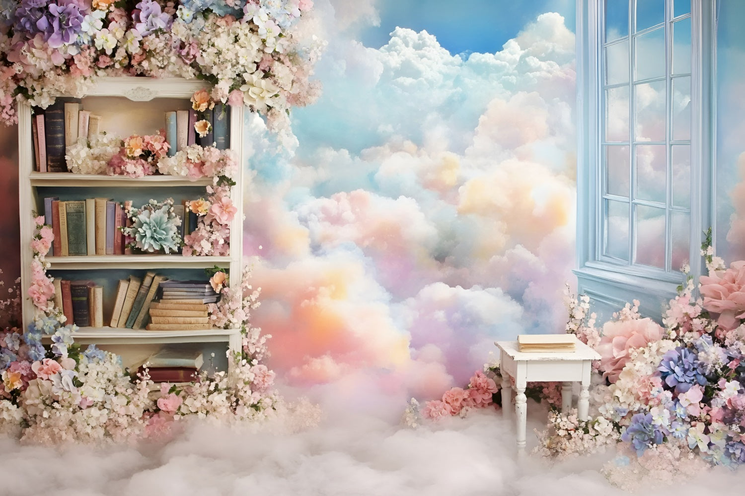 Back To School Backdrops Fairytale Sky Library Backdrop GQ6-137
