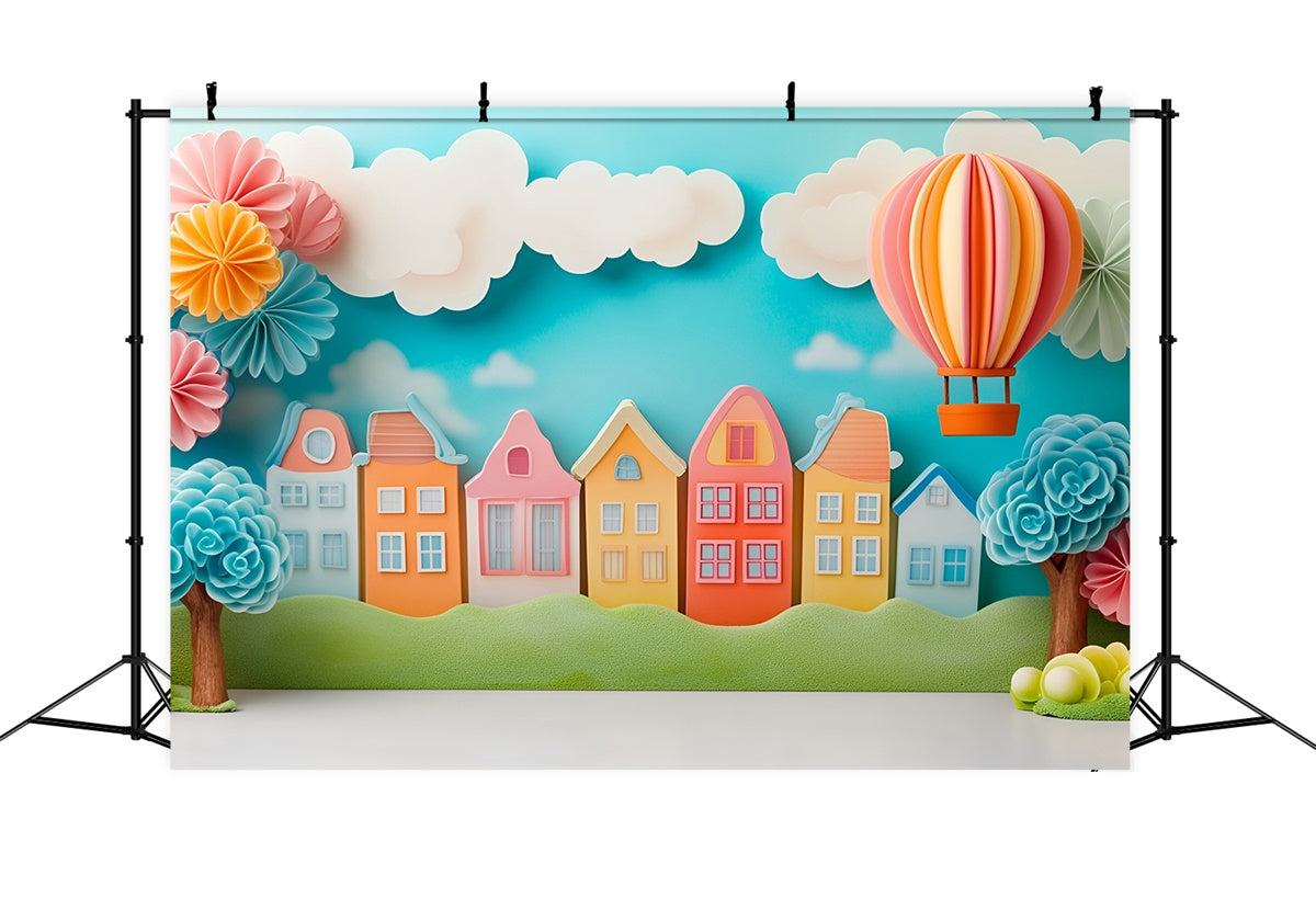 School Photo Backdrop Whimsical Learning Town Backdrop GQ6-140