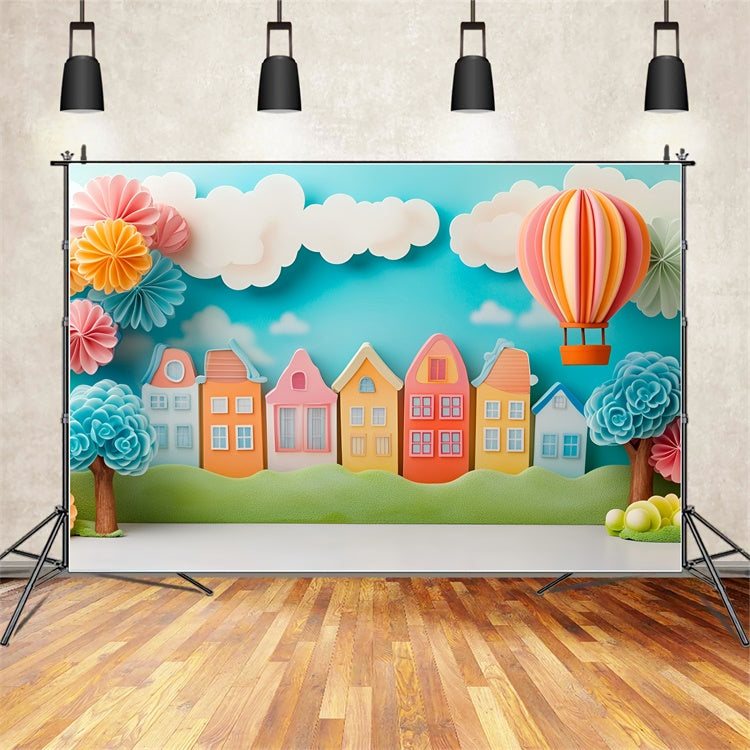 School Photo Backdrop Whimsical Learning Town Backdrop GQ6-140
