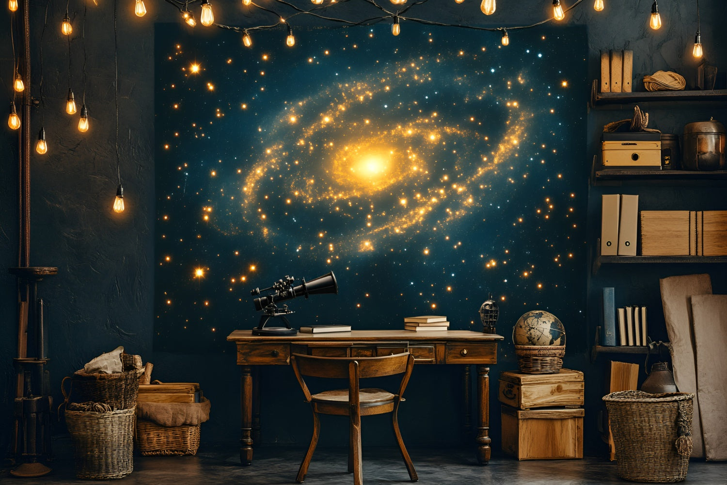 Back To School Backdrop Glowing Galaxy Study Backdrop GQ6-149