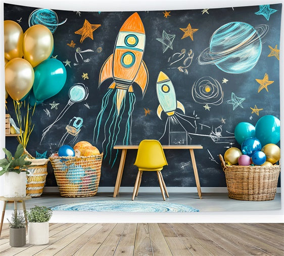 Chalkboard Backdrop Playful Space Adventure Backdrop GQ6-152