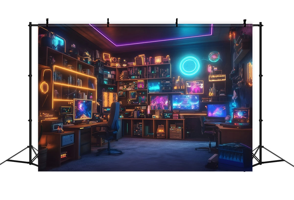 School Picture Backdrop Neon Coding Lab Backdrop Backdrop GQ6-165