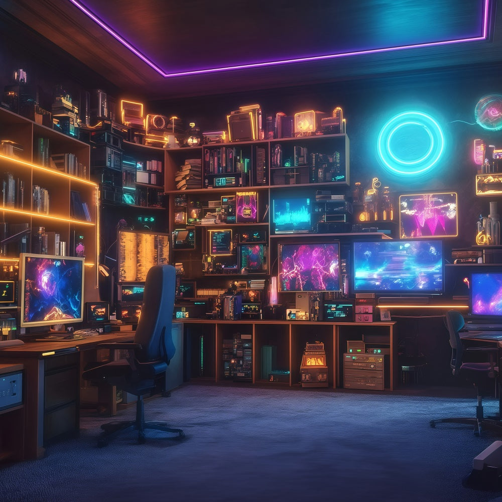 School Picture Backdrop Neon Coding Lab Backdrop Backdrop GQ6-165