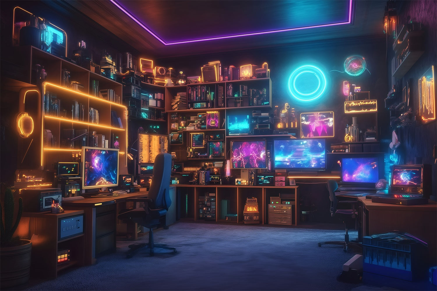 School Picture Backdrop Neon Coding Lab Backdrop Backdrop GQ6-165