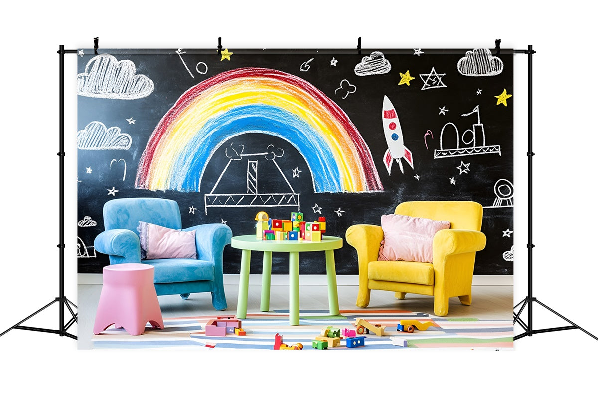 Chalkboard Backdrop Fun Learning Rainbow Wall Backdrop GQ6-169
