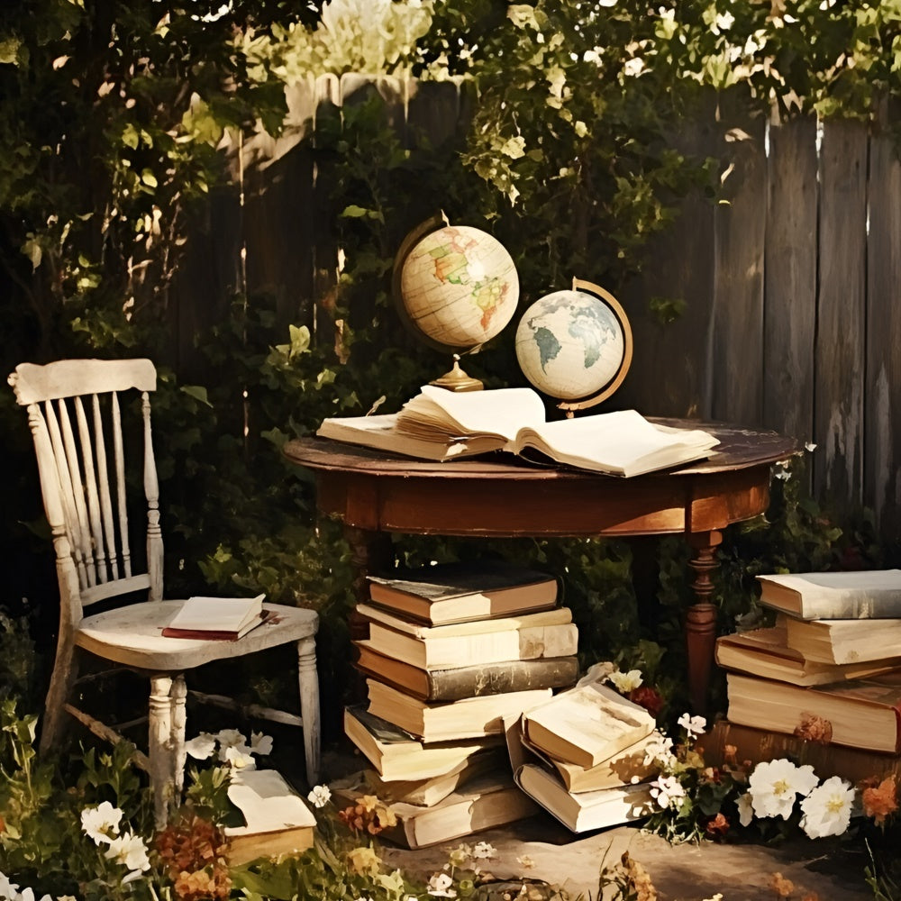 Back To School Backdrops Garden Study Globe Backdrop GQ6-172