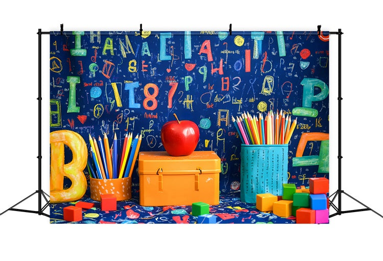 School Photo Backdrops Colorful Classroom Doodle Backdrop GQ6-173