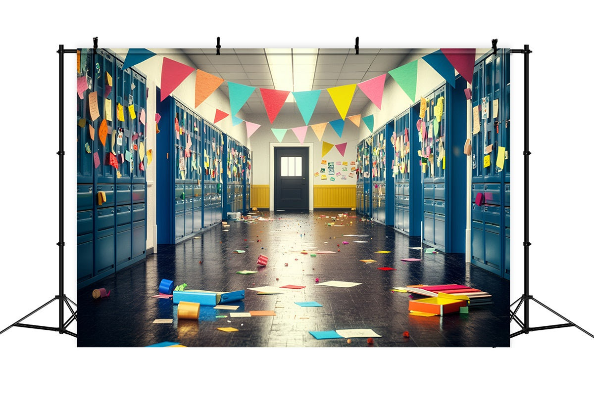 School Backdrop Locker Notes Celebration Wall Backdrop GQ6-174