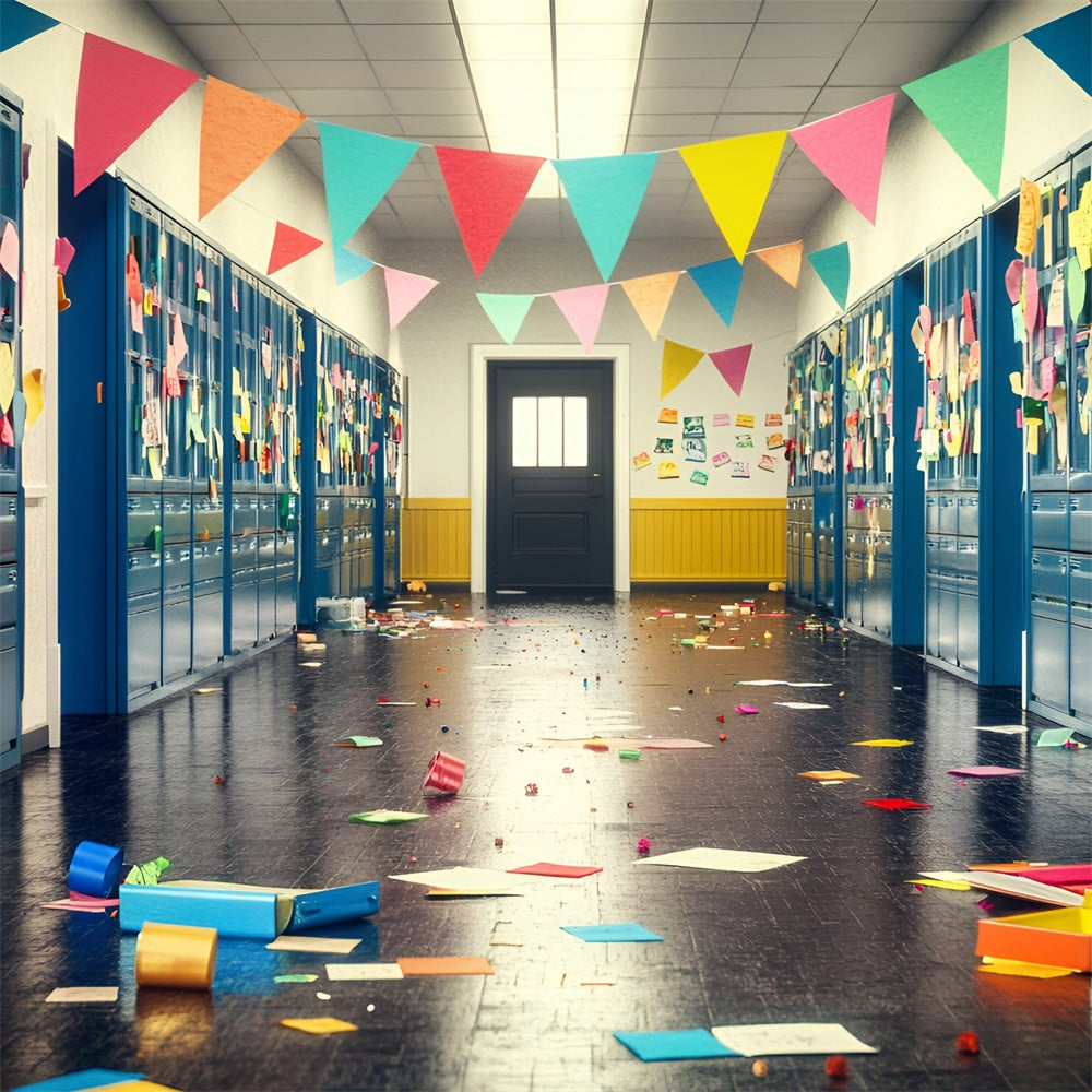 School Backdrop Locker Notes Celebration Wall Backdrop GQ6-174
