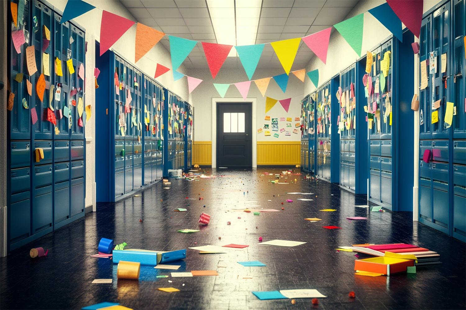 School Backdrop Locker Notes Celebration Wall Backdrop GQ6-174