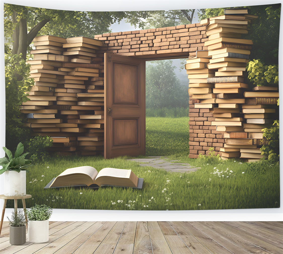 School Picture Backdrop Book Wall Wonderland Backdrop GQ6-179