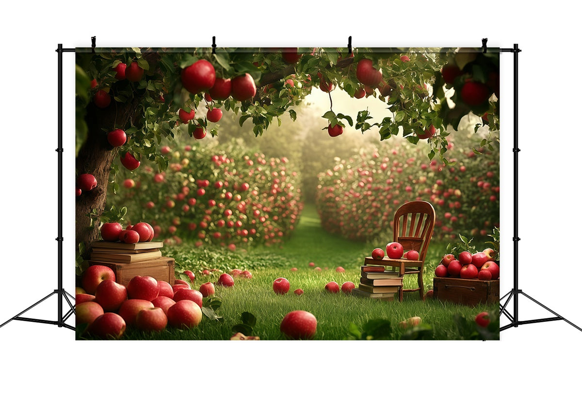 Back To School Photo Backdrop Apple Garden Study Backdrop GQ6-180