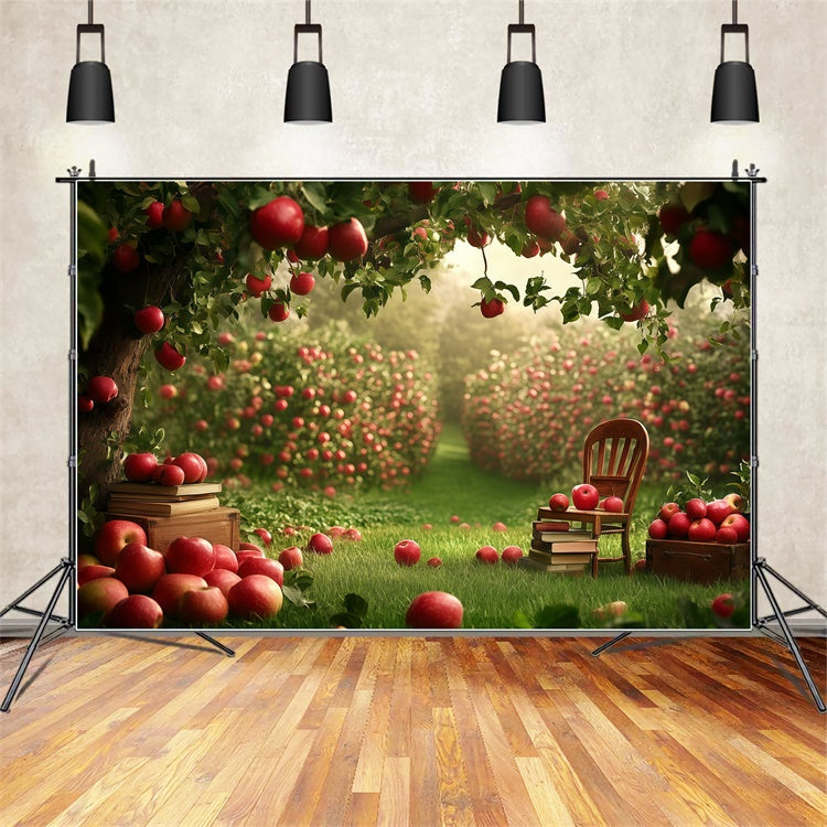 Back To School Photo Backdrop Apple Garden Study Backdrop GQ6-180