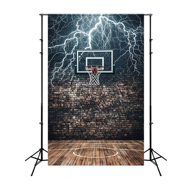 Basketball Photo Backdrop Brick Court Thunder Backdrop GQ6-268