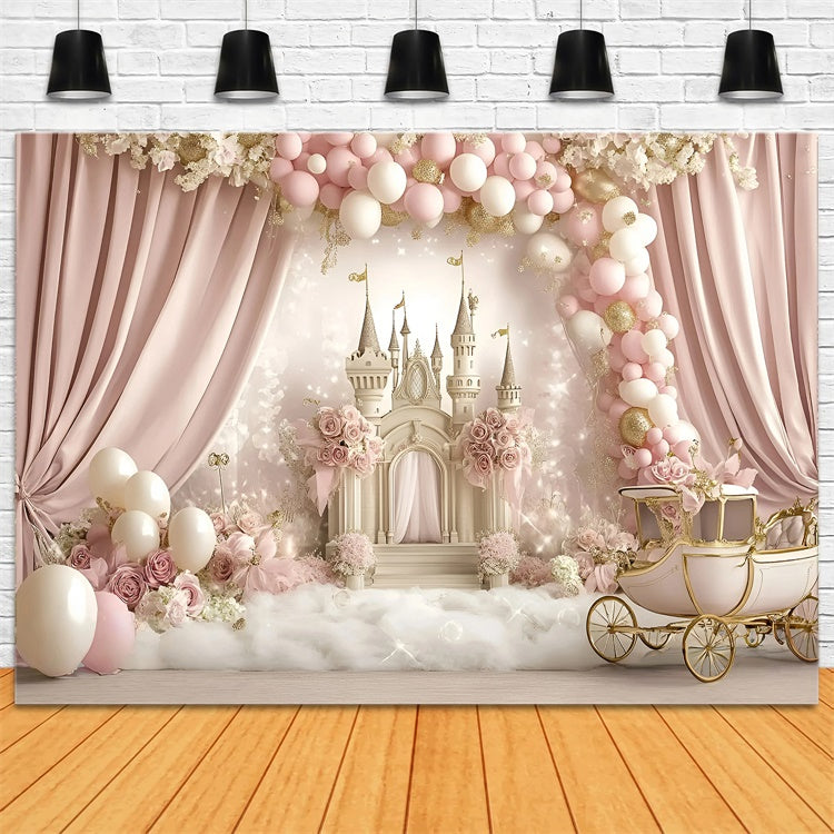 Cake Smash Backdrop Girl Rose Carriage Fantasy Backdrop GQ6-299
